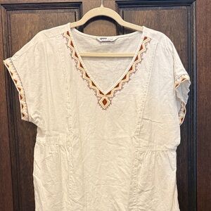 Sonoma Cream Blouse with Geometric Embroidery